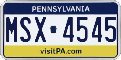 PA license plate MSX4545