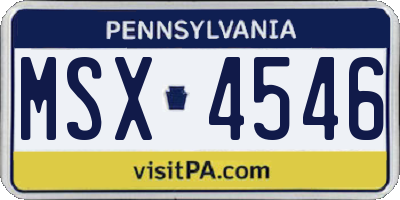 PA license plate MSX4546