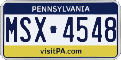 PA license plate MSX4548