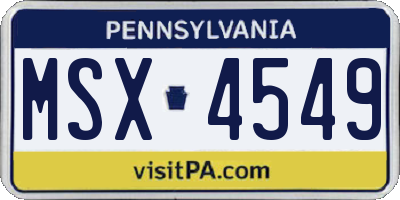 PA license plate MSX4549
