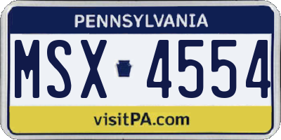 PA license plate MSX4554