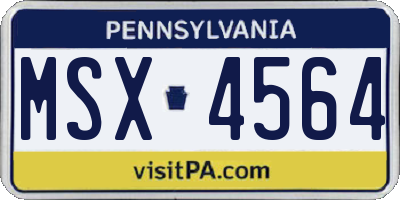 PA license plate MSX4564