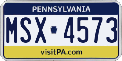 PA license plate MSX4573