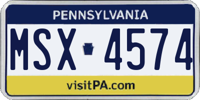 PA license plate MSX4574