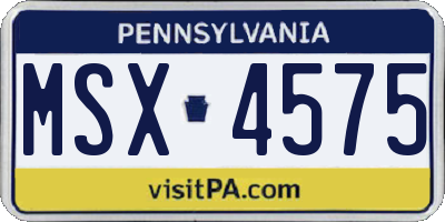 PA license plate MSX4575