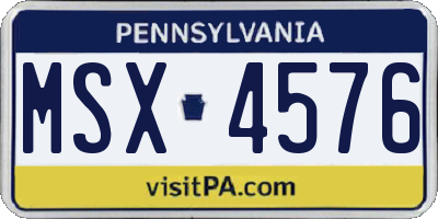 PA license plate MSX4576