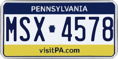 PA license plate MSX4578