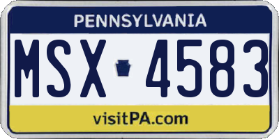 PA license plate MSX4583