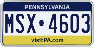 PA license plate MSX4603