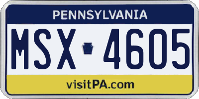 PA license plate MSX4605