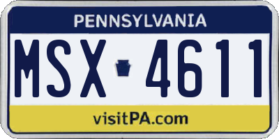 PA license plate MSX4611