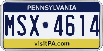 PA license plate MSX4614
