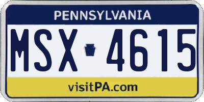 PA license plate MSX4615