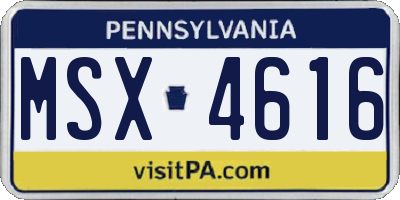 PA license plate MSX4616
