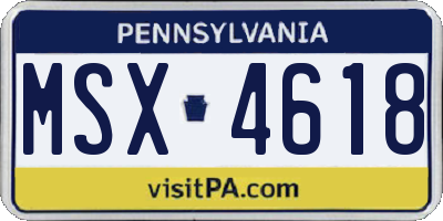PA license plate MSX4618