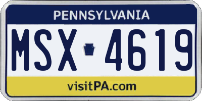 PA license plate MSX4619