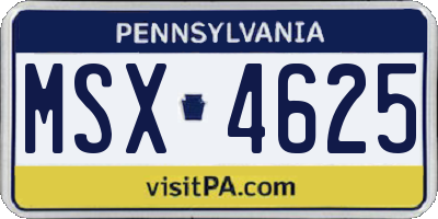 PA license plate MSX4625