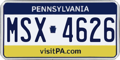 PA license plate MSX4626