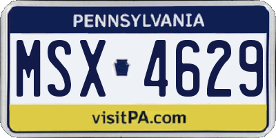PA license plate MSX4629