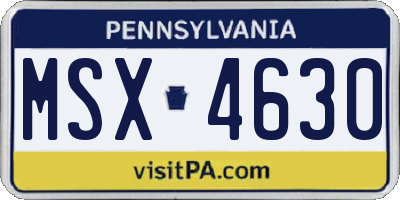 PA license plate MSX4630