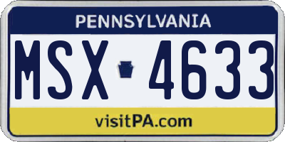 PA license plate MSX4633