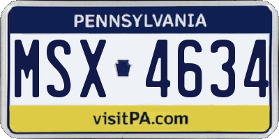 PA license plate MSX4634
