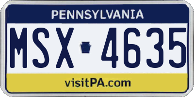 PA license plate MSX4635