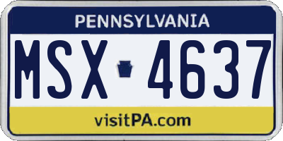 PA license plate MSX4637