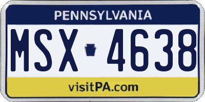 PA license plate MSX4638