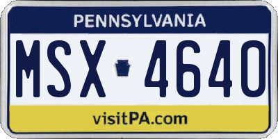 PA license plate MSX4640