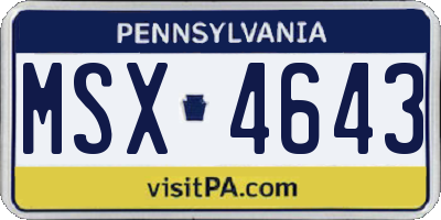 PA license plate MSX4643