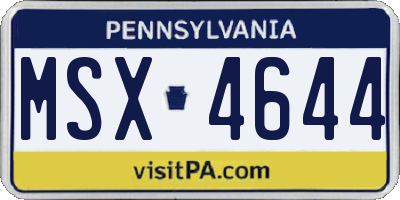 PA license plate MSX4644