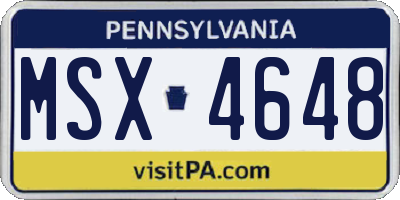 PA license plate MSX4648