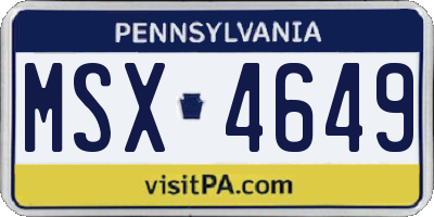PA license plate MSX4649
