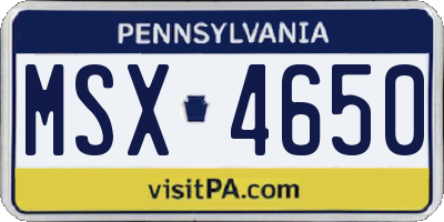 PA license plate MSX4650