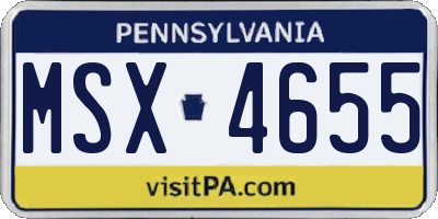 PA license plate MSX4655