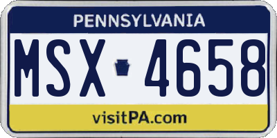 PA license plate MSX4658
