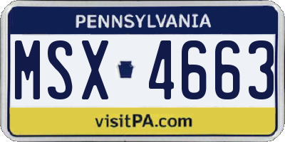 PA license plate MSX4663