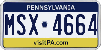 PA license plate MSX4664
