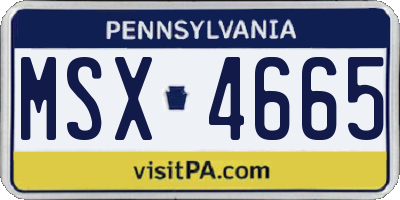 PA license plate MSX4665