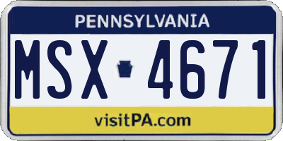 PA license plate MSX4671