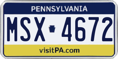 PA license plate MSX4672