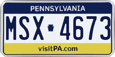 PA license plate MSX4673
