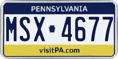 PA license plate MSX4677