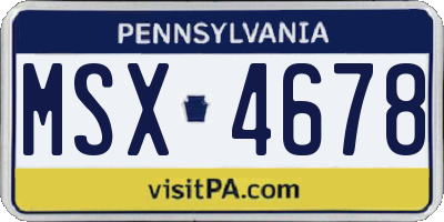 PA license plate MSX4678