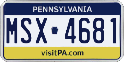 PA license plate MSX4681
