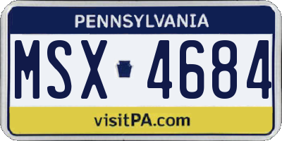 PA license plate MSX4684