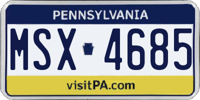 PA license plate MSX4685