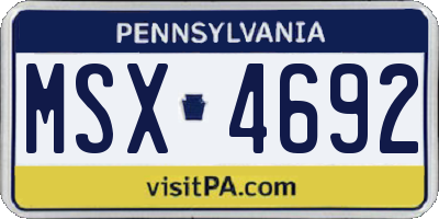 PA license plate MSX4692