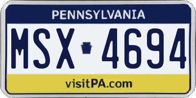 PA license plate MSX4694